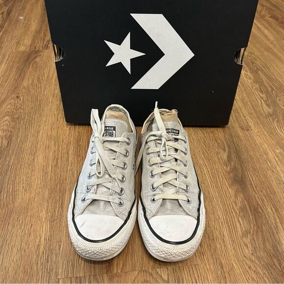 Converse all Star Chuck Taylor low top silver glitter lace up shoes sneakers 7 - Picture 7 of 8